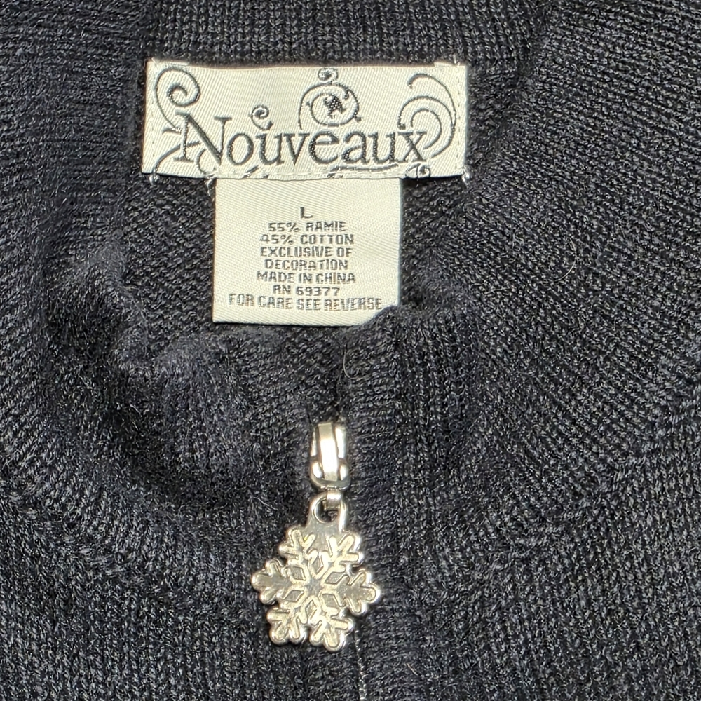 Nouveaux reindeer holiday Christmas sweater vest zip closure Vintage Large - Picture 7 of 9